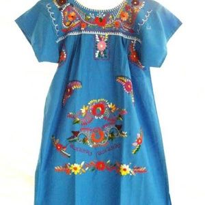 Dress Mexican Hand Embroidered Tunic Tent Vintage